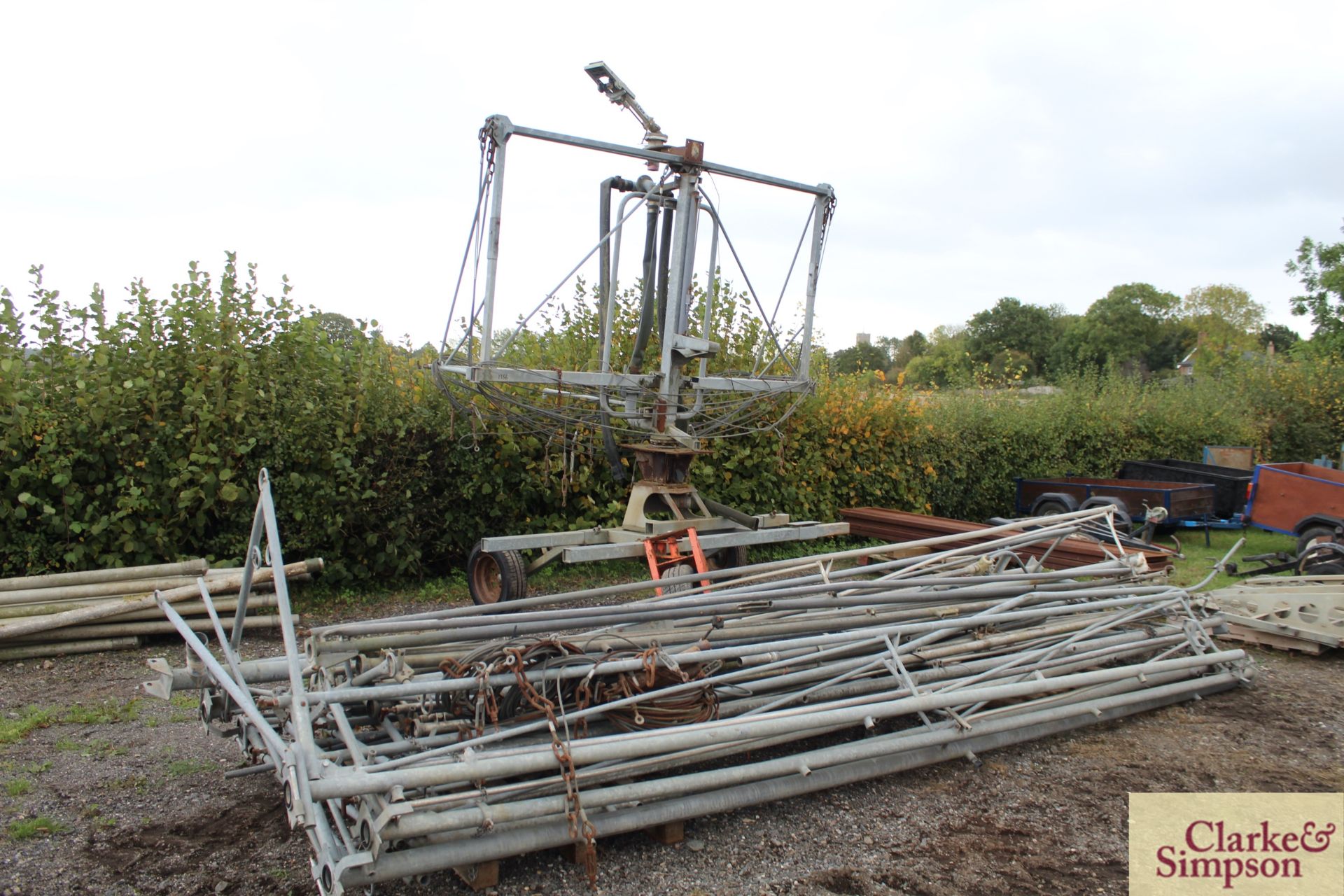 Bauer 64m spray boom irrigator. With 140 rain gun and further full boom section for spares.