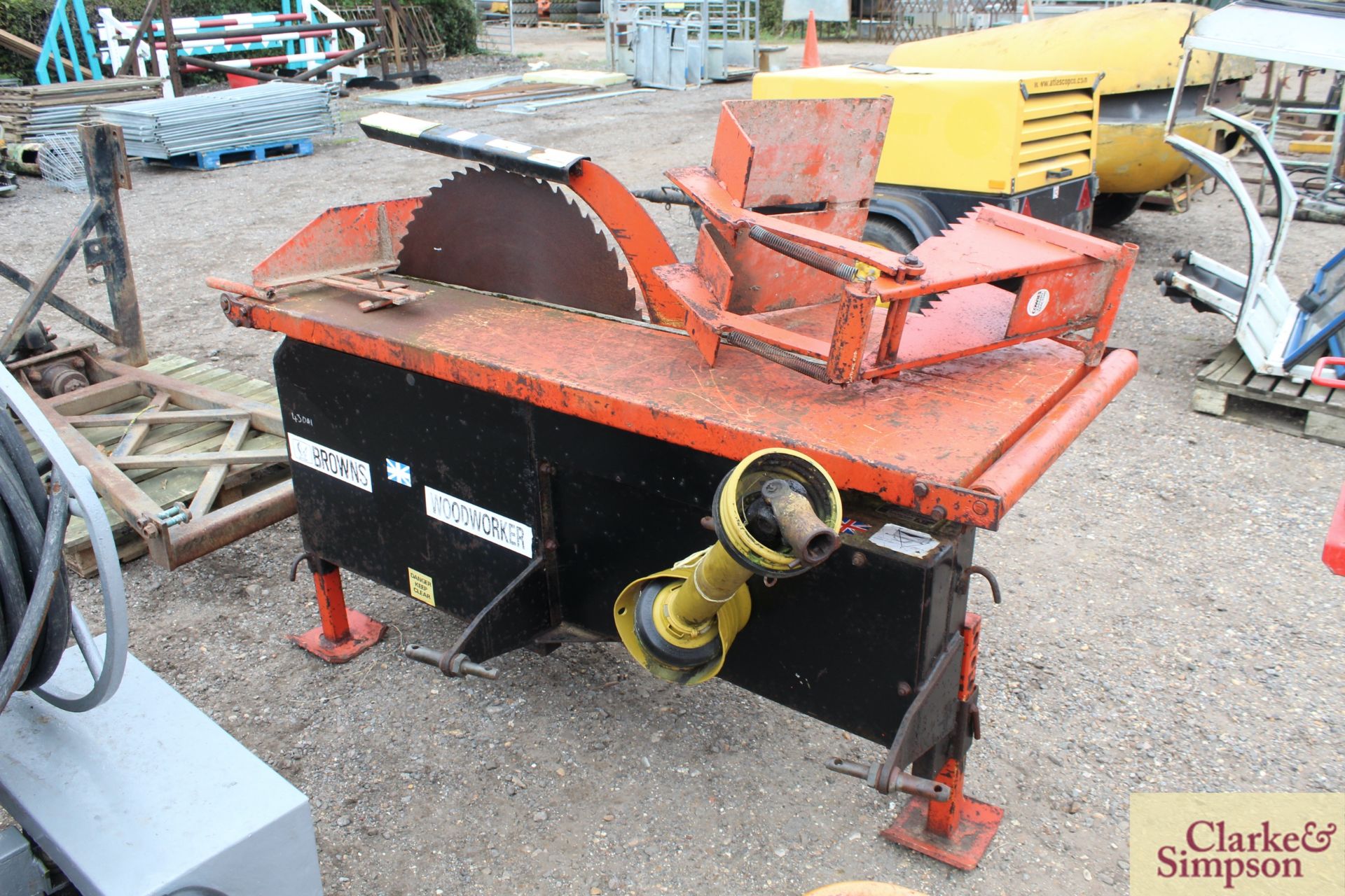 Browns Woodworker sliding table PTO saw bench. With attachments. - Image 3 of 8