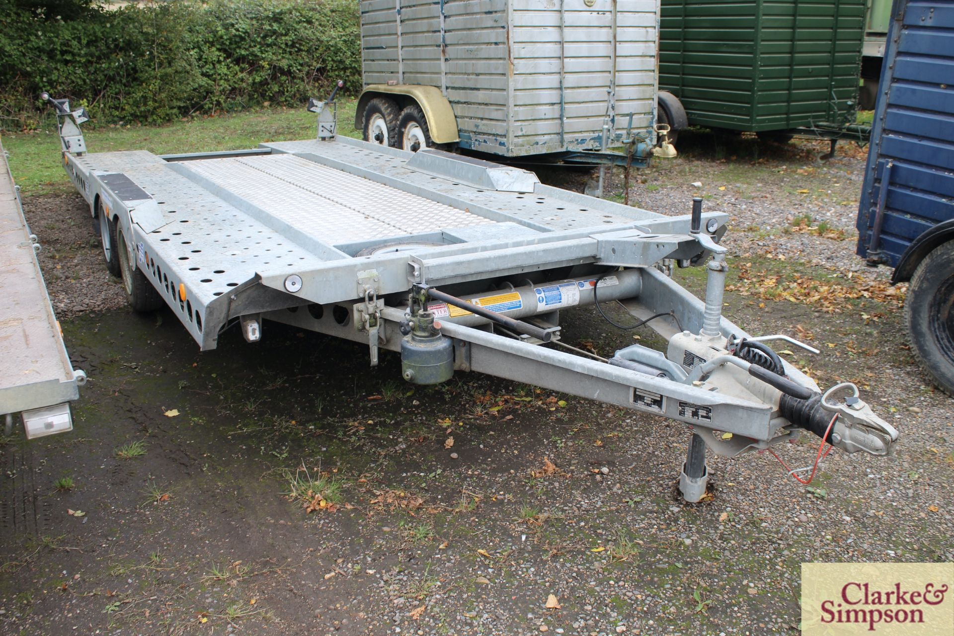 Ifor Williams CT177G 5m twin axle tilt bed car transporter. With aluminium catwalk.