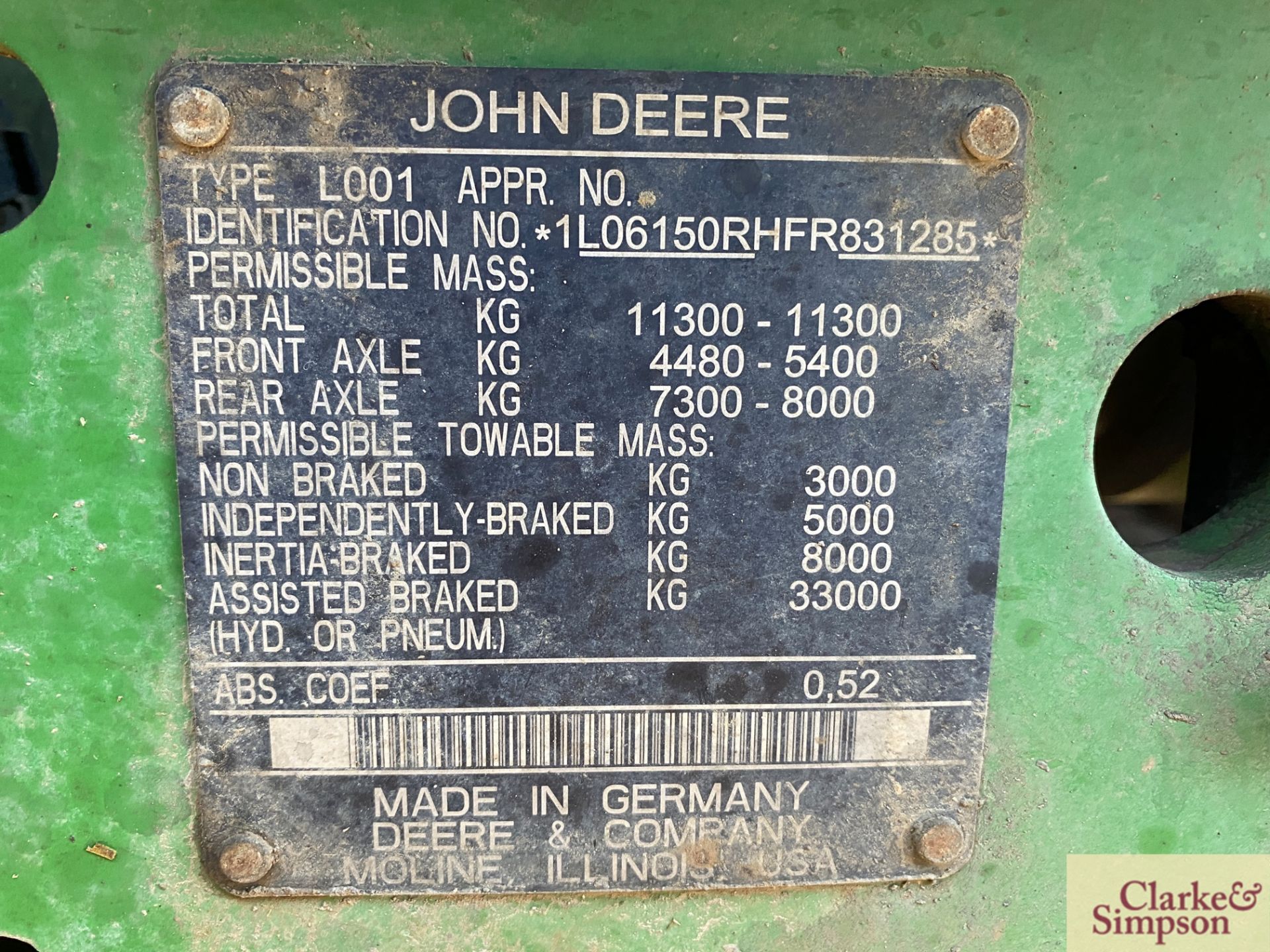 John Deere 6150R 4WD tractor. Registration AX15 VZF. Date of first registration 25/06/2015. 4,792 - Image 71 of 71