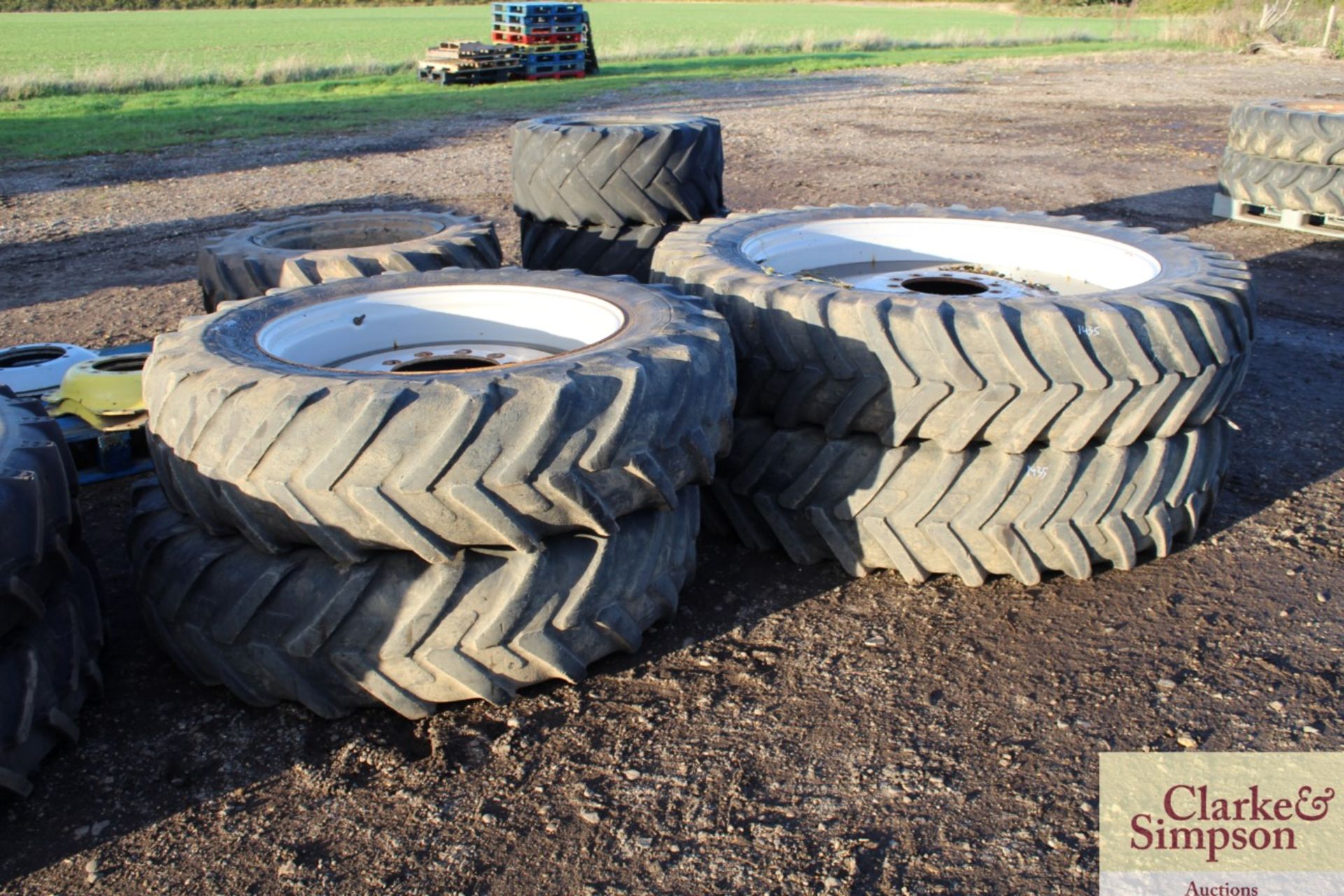 Set of row crop wheels and tyres to fit MF 7720. C