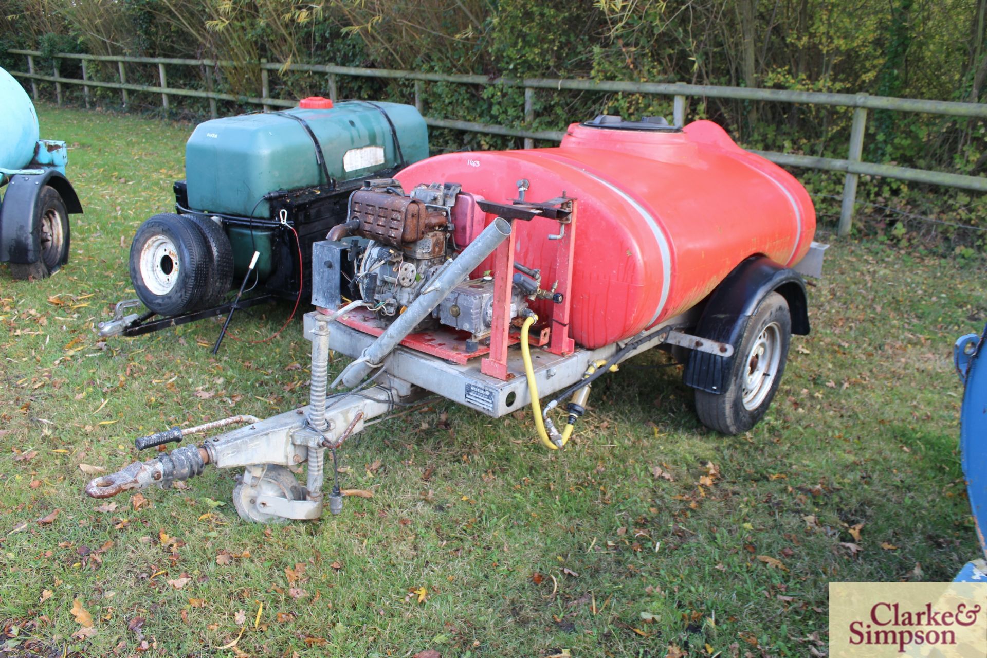 Western fast tow single axle water bowser. With electric start diesel engine and pump. - Image 2 of 10