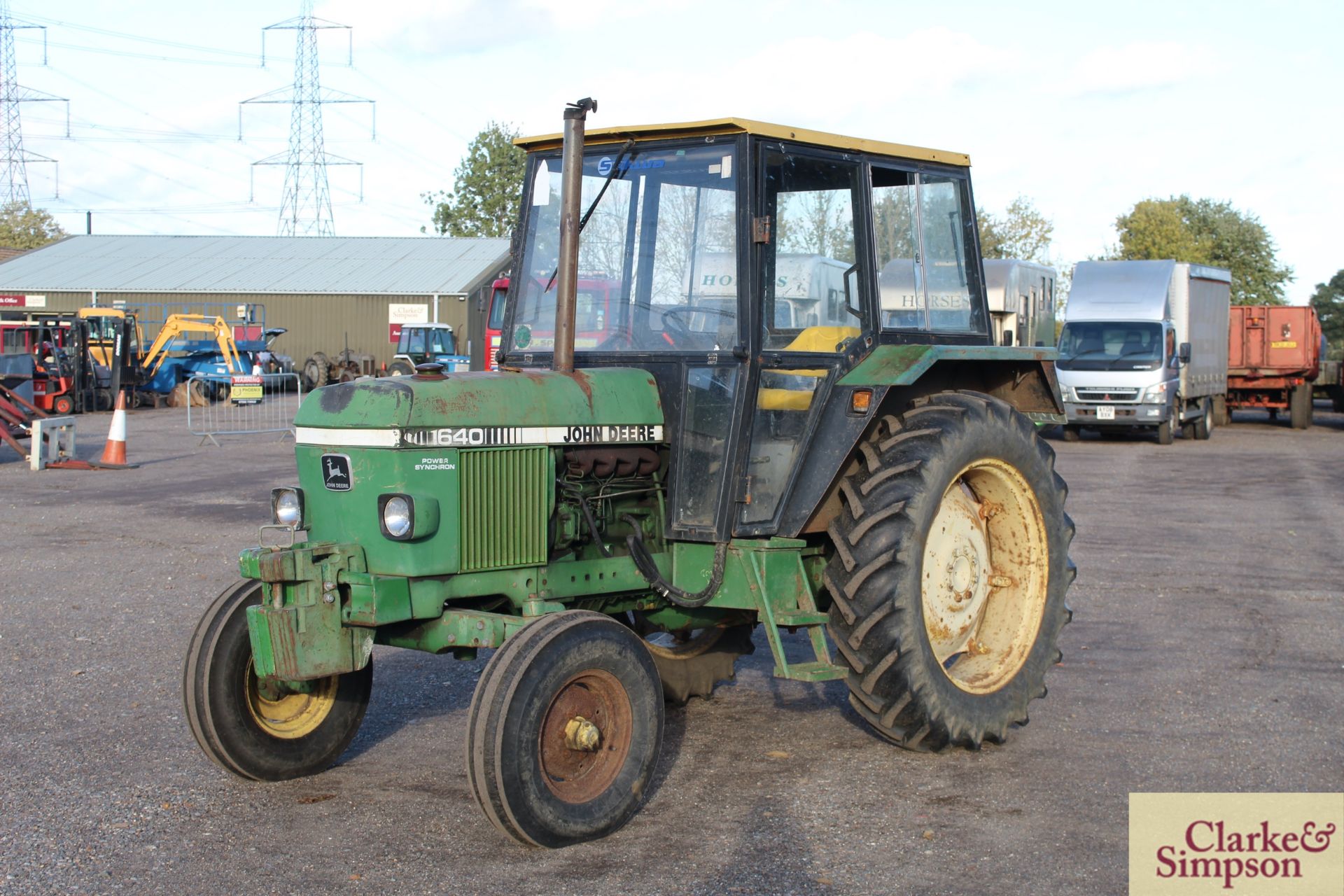 John Deere 1640 2WD tractor. Registration ETH 628V. 1980. 5,328 hours. 13.6R36 rear wheels and