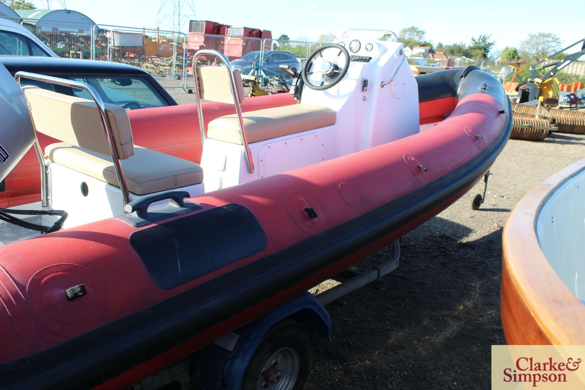 Humboldt 19ft 6in rigid inflatable boat. With Mariner 90HP oil injected 2 stroke outboard and - Image 4 of 23