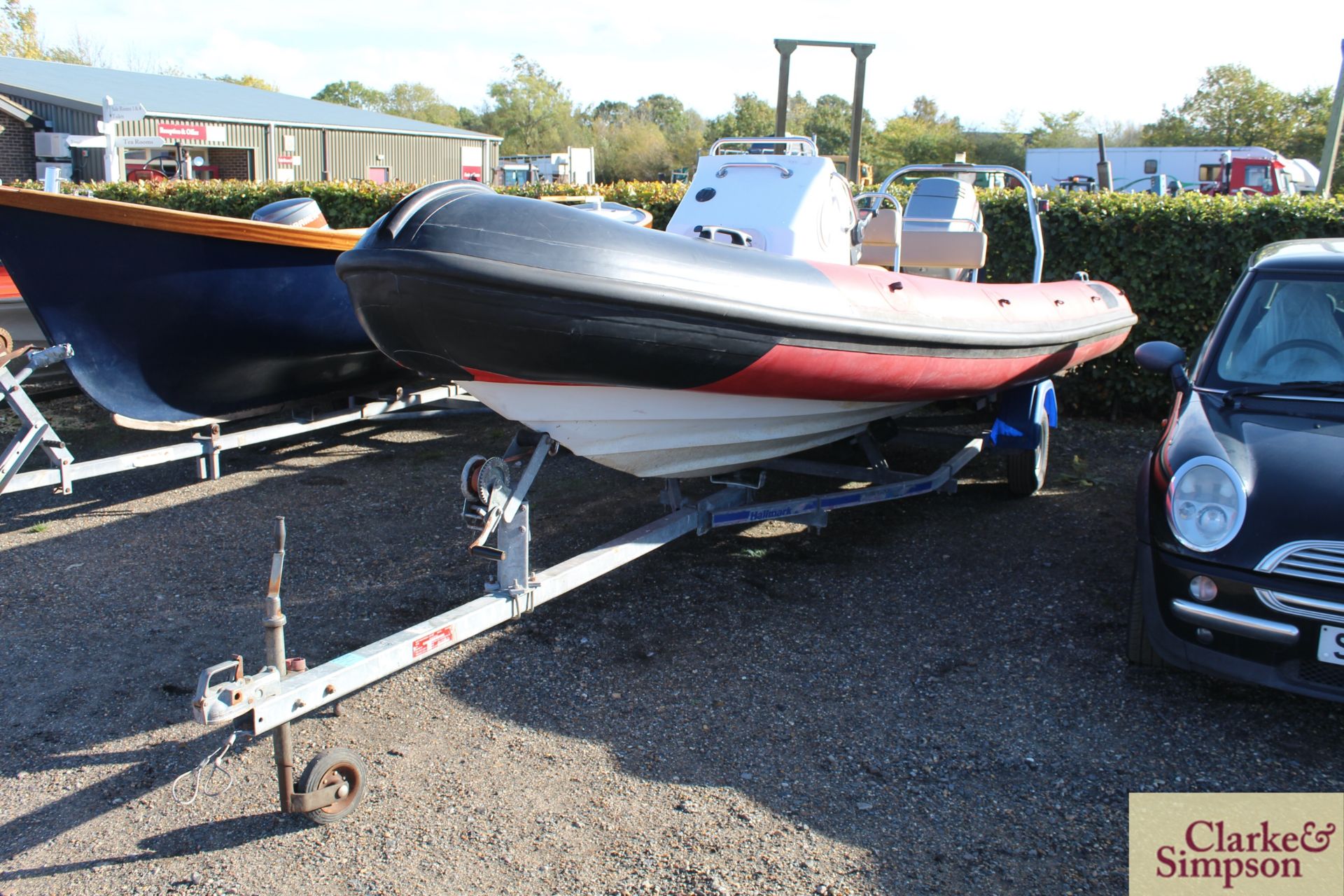 Humboldt 19ft 6in rigid inflatable boat. With Mariner 90HP oil injected 2 stroke outboard and