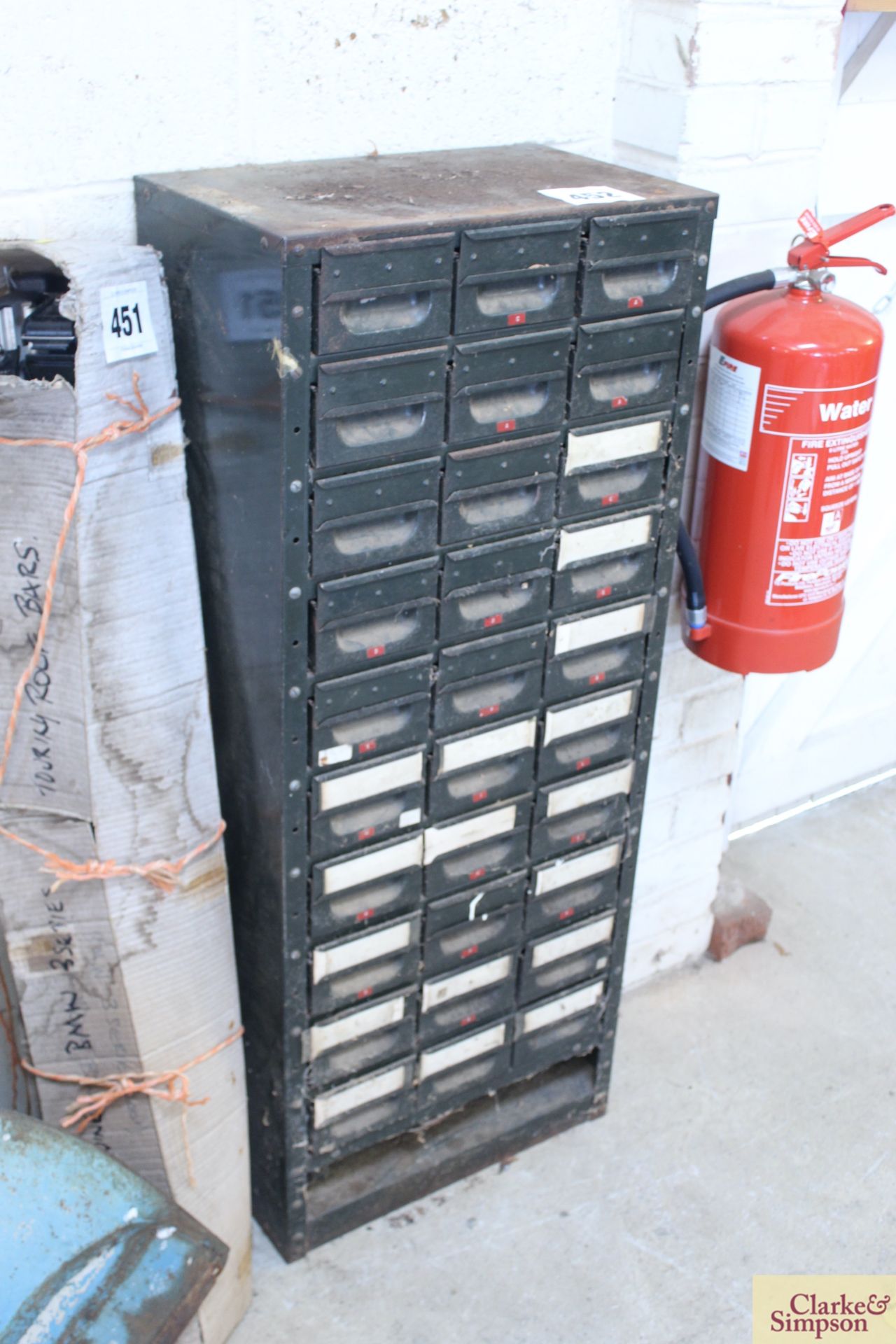 Metal workshop drawers.