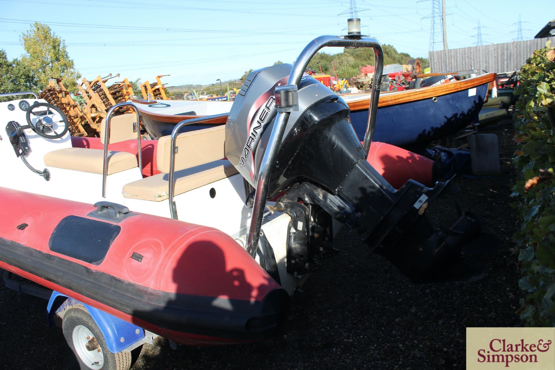 Humboldt 19ft 6in rigid inflatable boat. With Mariner 90HP oil injected 2 stroke outboard and - Image 5 of 23