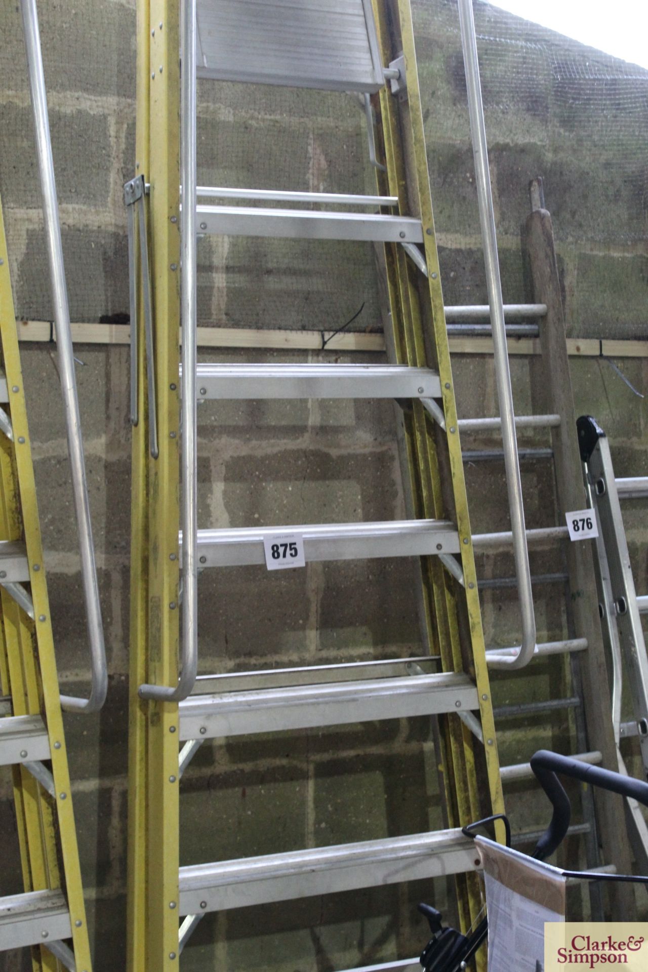 Clow Group Ltd fibreglass folding platform ladder. - Image 3 of 4