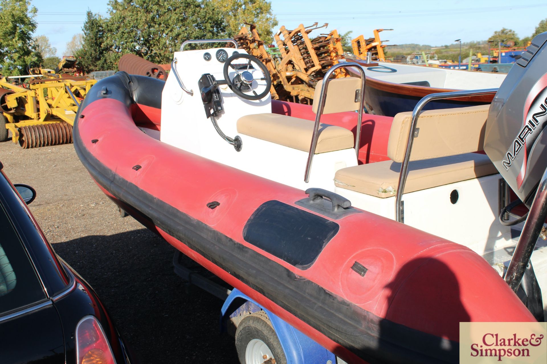 Humboldt 19ft 6in rigid inflatable boat. With Mariner 90HP oil injected 2 stroke outboard and - Image 6 of 23
