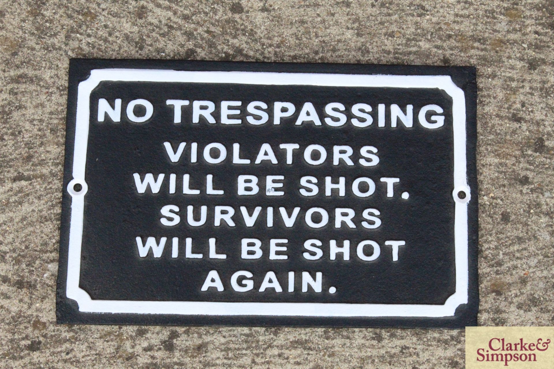 No trespassing sign (s). V