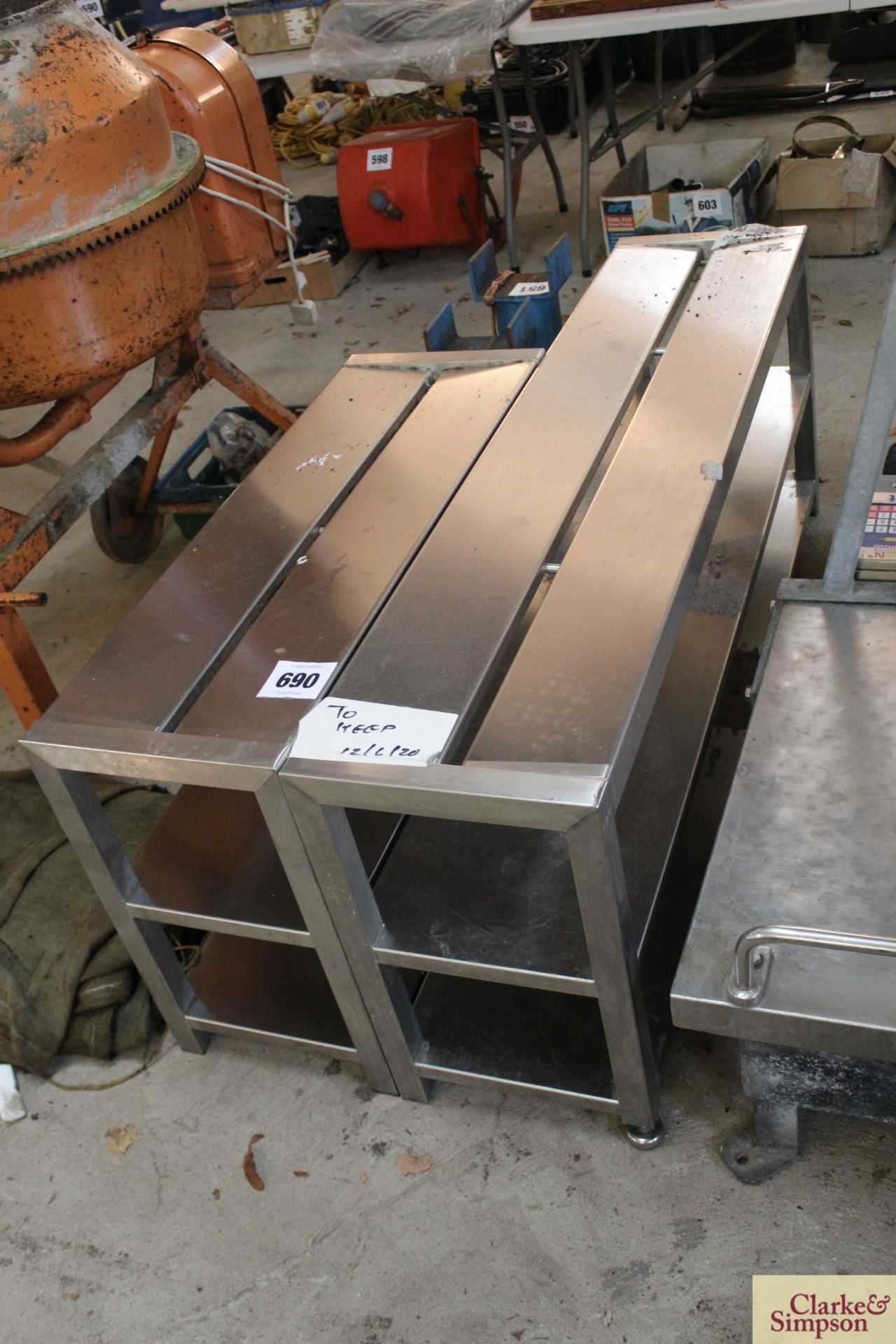 2x stainless steel shelving units. - Image 2 of 2