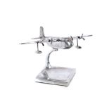 An Art Deco design aluminium model of a sea plane,