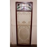 An Art Nouveau design leaded glazed panel, 171cm x