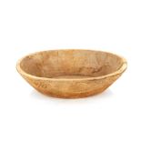 A large rustic wooden bowl, 47cm dia.