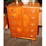 A teak G-plan design chest fitted five drawers, ha