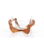 A mid-20th Century Danish glass and teak fruit bow