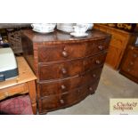 A 19th Century mahogany bow front chest fitted two