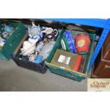 Two boxes of various decorative glass and china to