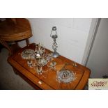 A quantity of various chandeliers, lamp etc.