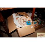 A box of miscellaneous kitchenalia and domestic it