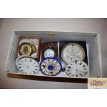 Various clocks; dials; a watch; thermometer etc