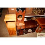 A carved mahogany two tier table and an Edwardian