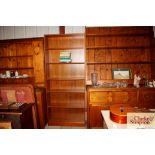 A teak open fronted bookcase