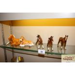 Three Beswick foals and two others