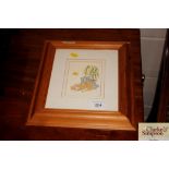 Initialled C.G.S. study of cats in pine frame