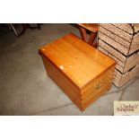 A good quality pine storage box and contents of tr