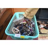 A box of various costume jewellery