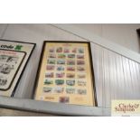 A framed quantity of Castella cigar cards