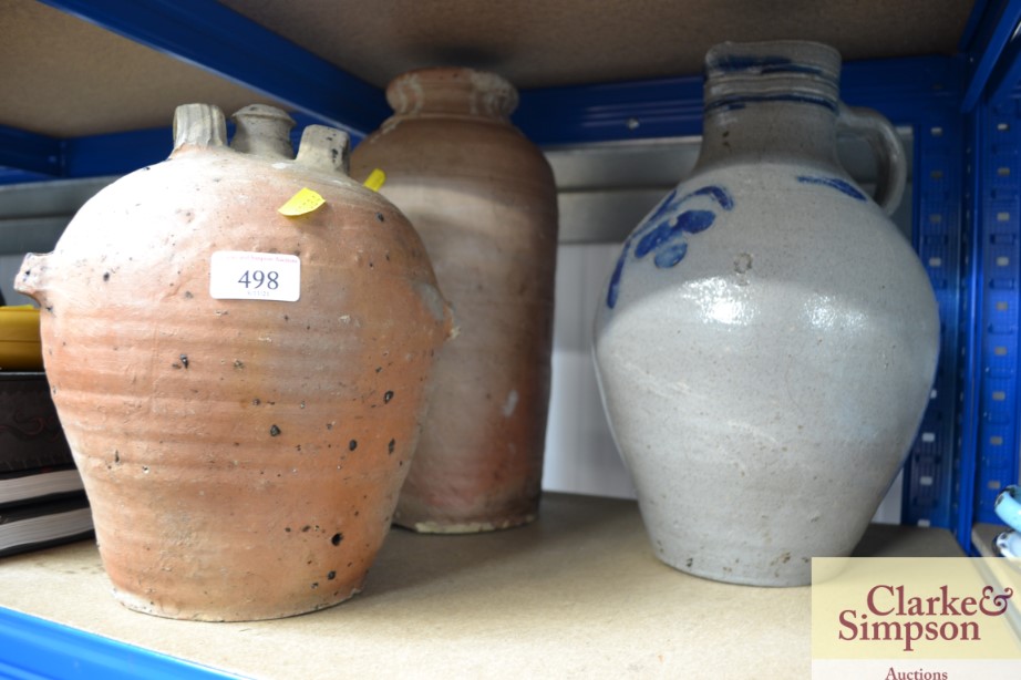 A stoneware vase together with a stoneware glazed