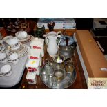 A quantity of various silver plated ware; pewter t