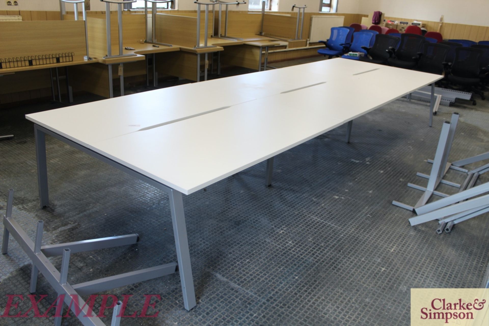 4.8m x 1.6m back-to-back sectional bench desk. Com - Image 6 of 12