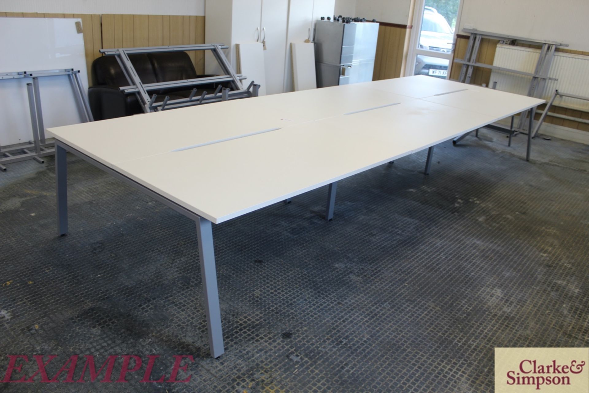 4.8m x 1.6m back-to-back sectional bench desk. Com - Image 4 of 12