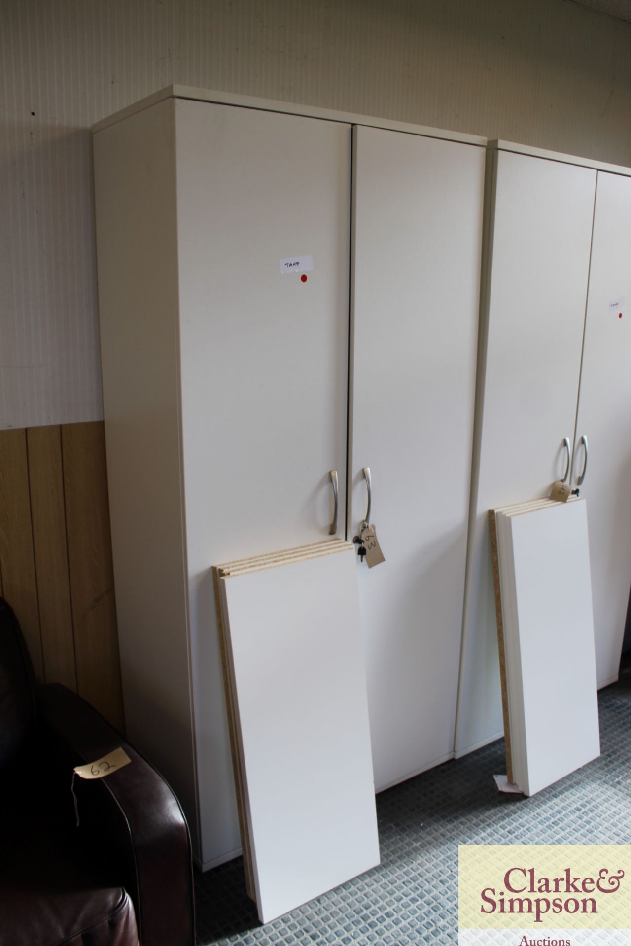 2x white lockable storage cupboards. Each with fou - Image 2 of 11