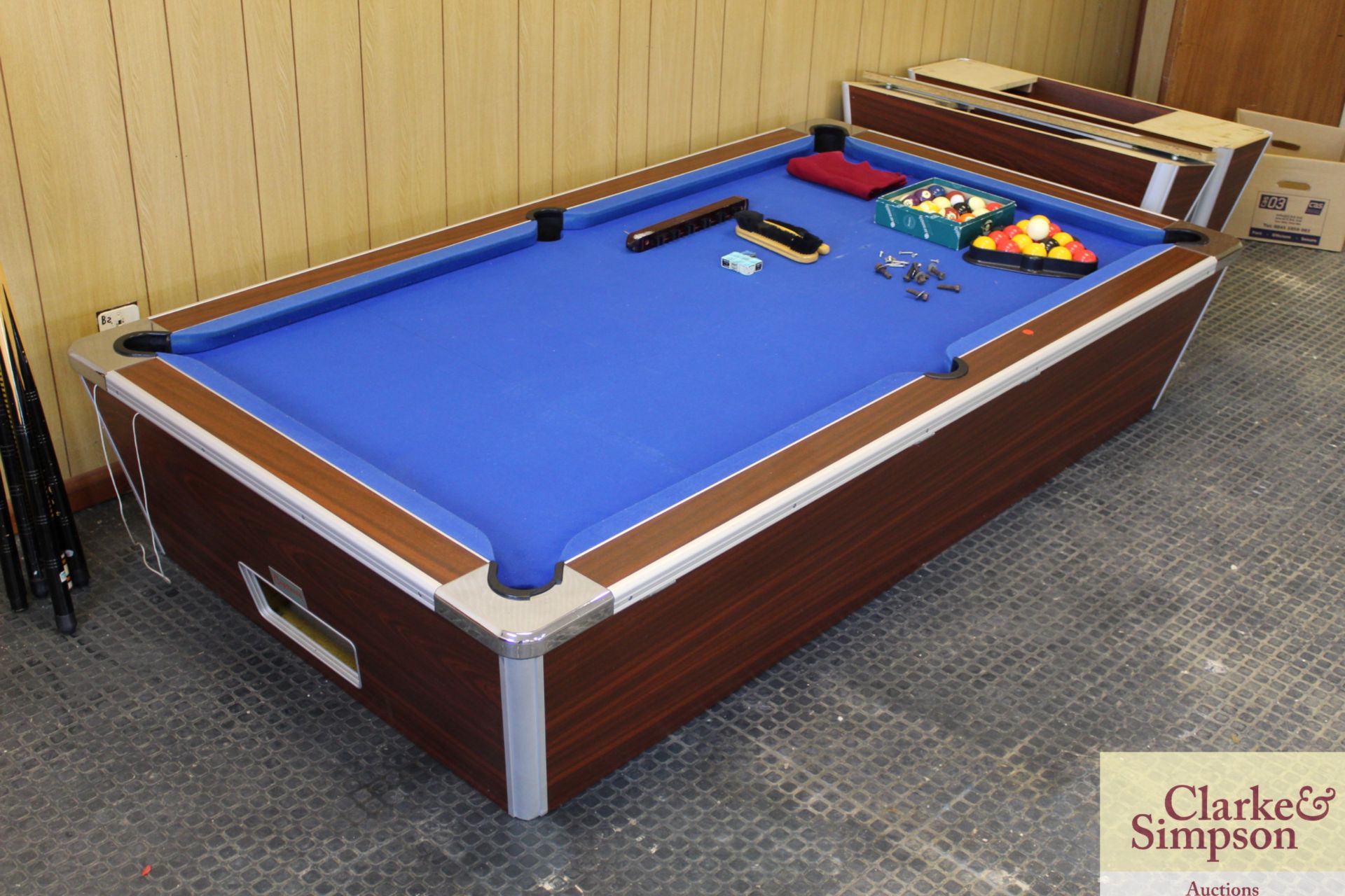 Supreme 6ft pool table, cues, balls, rack etc.