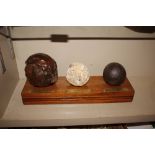 Two "Tobermory" cannon balls and a heavy stone ball