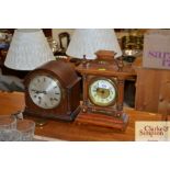 An Edwardian walnut cased mantle clock and a 1920s