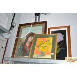 An oak framed print "Molly Bawn" and two other pri