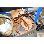 A box of various wicker baskets