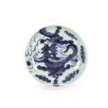 A Chinese shallow dish, with cloud decoration, 15.5cm dia. underglaze blue mark to base