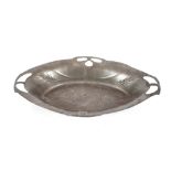 A W.M.F. style Art Nouveau pewter dish, 32cm overall