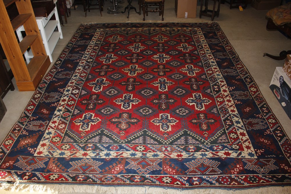 A Dosnealti carpet, South West Turkey, the red field with overall column of hooked and stepped - Image 2 of 15