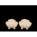 A pair of Royal Worcester blanc de chine shell shaped posy vases