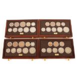 "British Coins of WW2", cased in fitted eight drawer cabinet (63 coins)
