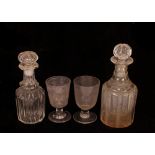 Two antique glass rummers; and two decanters
