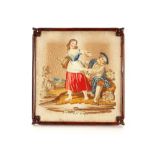 A Victorian tapestry depicting courting couple, i