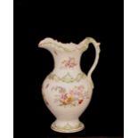 A 19th Century porcelain baluster water jug, (possibly Coalport) painted with foliate sprays and